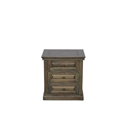 MOSAIC OAK WOOD 3 DRAWER BEDSIDE TABLE  - ASH OAK