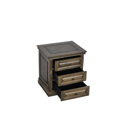 MOSAIC OAK WOOD 3 DRAWER BEDSIDE TABLE  - ASH OAK