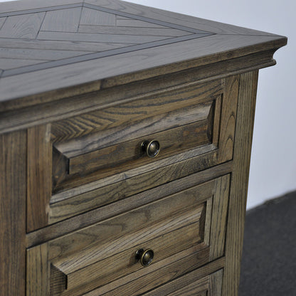 MOSAIC OAK WOOD 3 DRAWER BEDSIDE TABLE  - ASH OAK