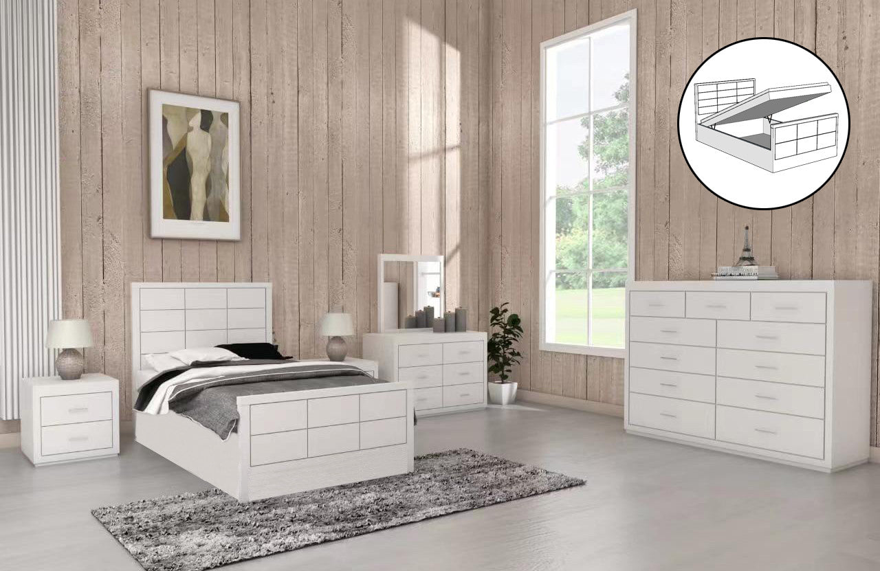 Narrabeen (CUSTOM MADE) King 4 Piece (TALLBOY) Bedroom Suite With 100% Hardwood Bed Frame With Front Gas Lift - Assorted Colours