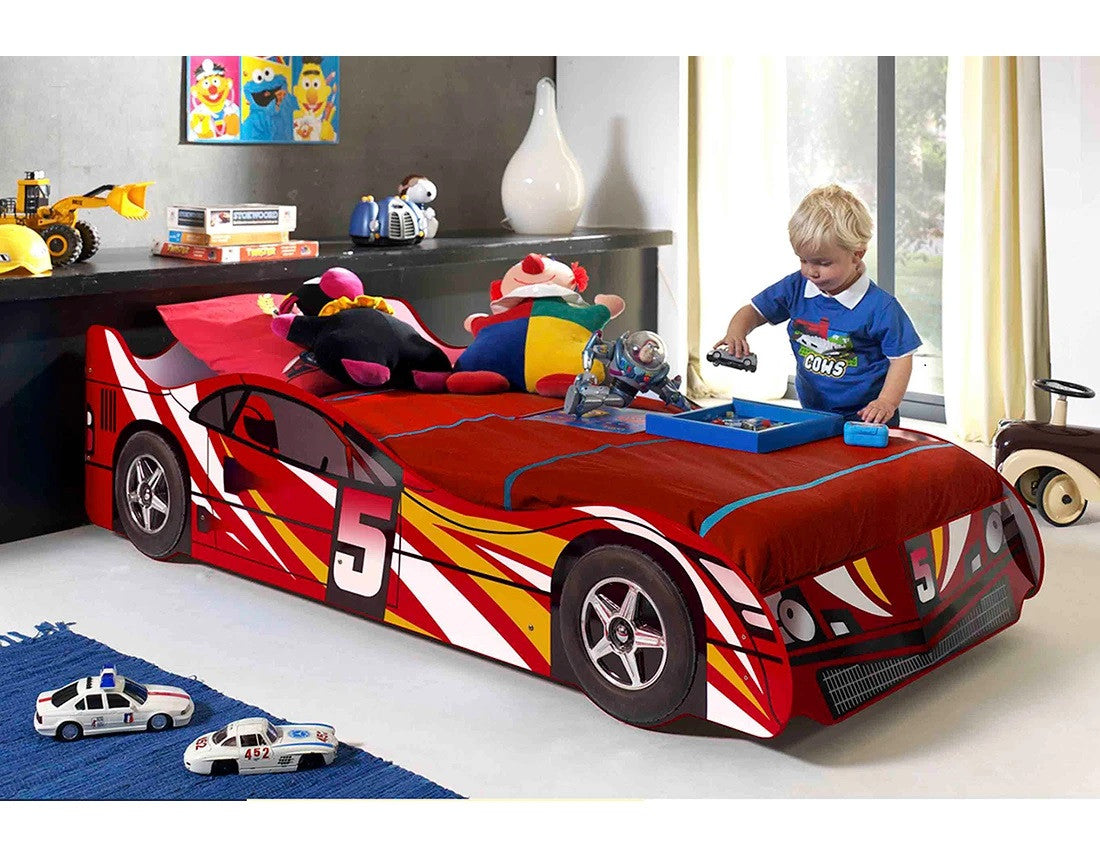 SINGLE SENNA RACING CAR BED - RED OR BLUE