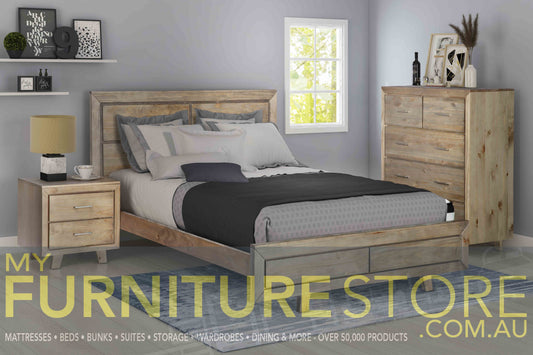 KING CARNIVAL TIMBER BED FRAME - BRUSHED GREYWASH