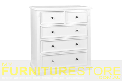 LEGIONS 5 DRAWER SPLIT TOP TALLBOY - ASSORTED PAINTED COLOURS