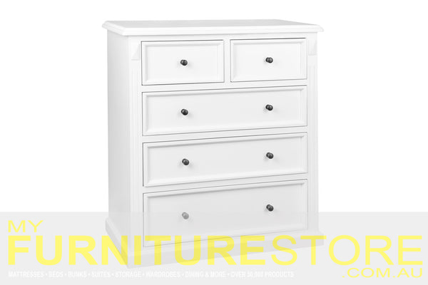 LEGIONS 5 DRAWER SPLIT TOP TALLBOY - ASSORTED PAINTED COLOURS