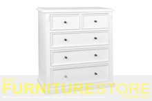 LEGIONS 5 DRAWER SPLIT TOP TALLBOY - ASSORTED PAINTED COLOURS