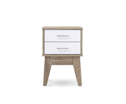 BARTEL 2 DRAWER BEDSIDE TABLE - OAK + WHITE