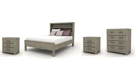 Kendall (AUSSIE MADE) Double Or Queen 4 Piece (TALLBOY) Bedroom Suite (BOOKCASE BED) - Assorted Colours
