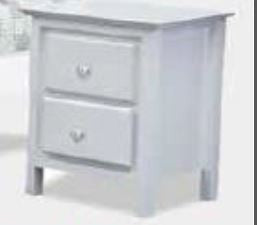 NICKY 2 DRAWER BEDSIDE TABLE - WHITE (1375)