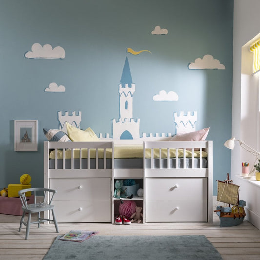 PETRA SINGLE PANEL MIDI SLEEPER WITH 4 DRAWERS - WHITE