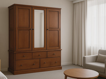 URBAN (AUSSIE MADE) 5 SECTION WARDROBE WITH SMOOTH DOORS COLLECTION - ASSORTED STAINED COLOURS - STARTING FROM $1699
