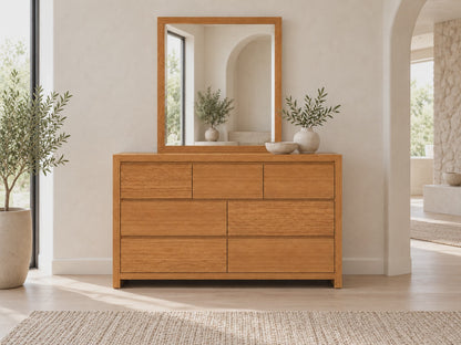 Morgan (AUSSIE MADE) 6 Drawer Dressing Table With Mirror - Blackwood Or American Oak