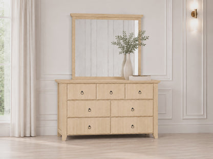 Manilla (AUSSIE MADE) 7 Drawer Dressing Table With Mirror - Tassie Oak Combination - Assorted Colours