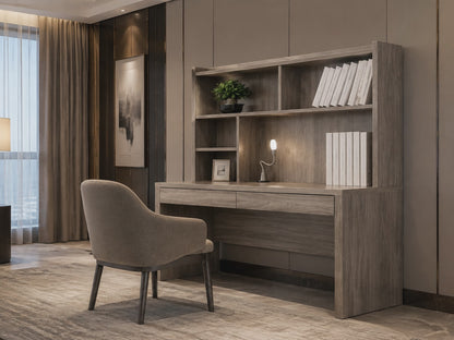 Denzel Study Desk With Hutch - 1515(H) X 1200(W) X 580(D) - Grey Oak