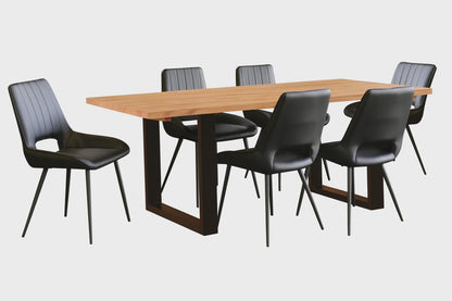 SMYTHSDALE DINING TABLE - 760(H) x 2000(W) x 1050(D) - TASSIE OAK - ROUGH SAWN