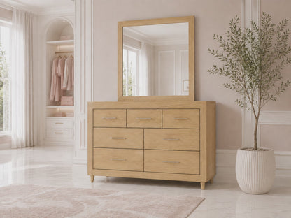 Carnival (AUSSIE MADE) 7 Drawer Dressing Table With Mirror - Tassie Oak Combination - Assorted Colours