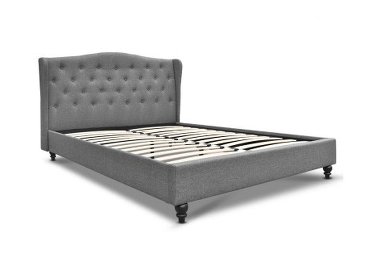Queen Cherina Fabric Bed - Grey