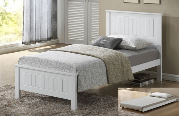 SINGLE QUINCY BED (WS-1301) WITH UNDERBED TRUNDLE - WHITE