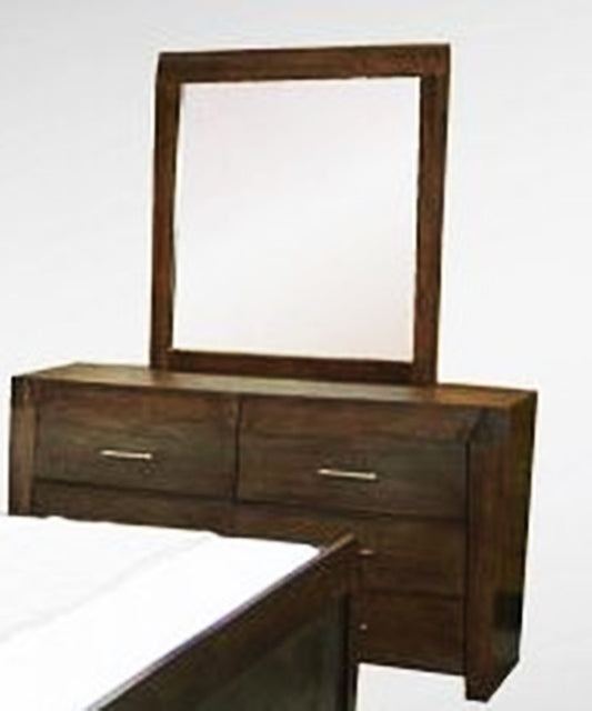 REBECCA (WD-002)  6 x DRAWER DRESSING TABLE WITH MIRROR  - 1808(H) X 1450(W) -  ESPRESSO
