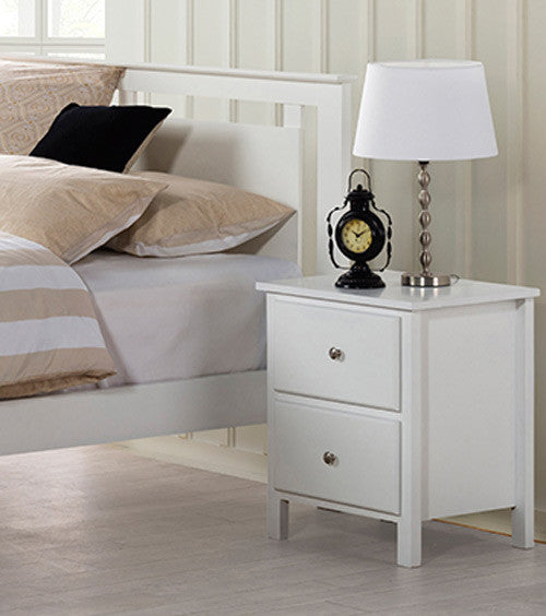 Empress 2 Drawer Hardwood / Custom Wood Bedside Table (2-18-15-4-9-5) - White