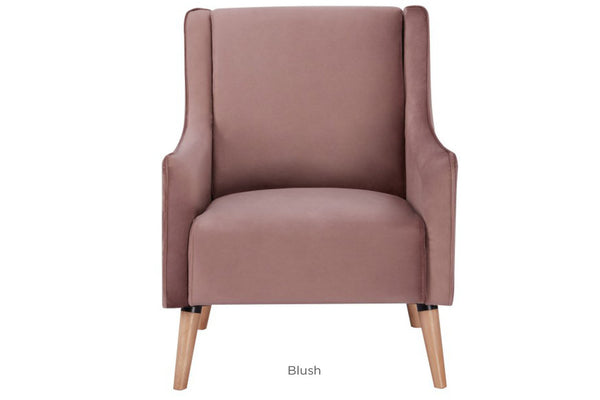 ROSIE FABRIC UPHOLSTERED ARMCHAIR - BLUSH