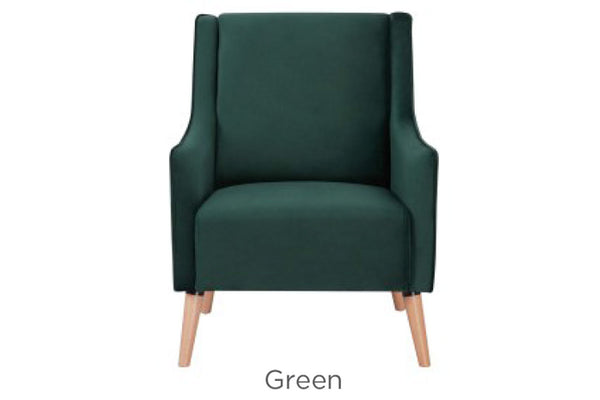 ROSIE FABRIC UPHOLSTERED ARMCHAIR - GREEN