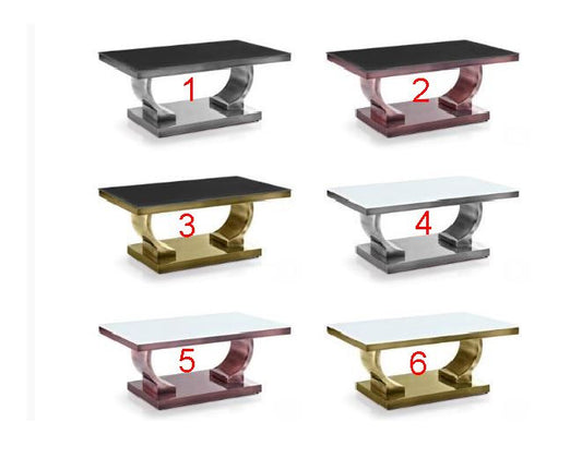 JACKSON COFFEE TABLE - 1000(W) X 600(D) -  TEMPERED GLASS - METAL BASE