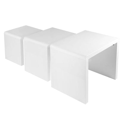 JASON NEST OF 3 STACK ABLE TABLES - HIGH GLOSS WHITE