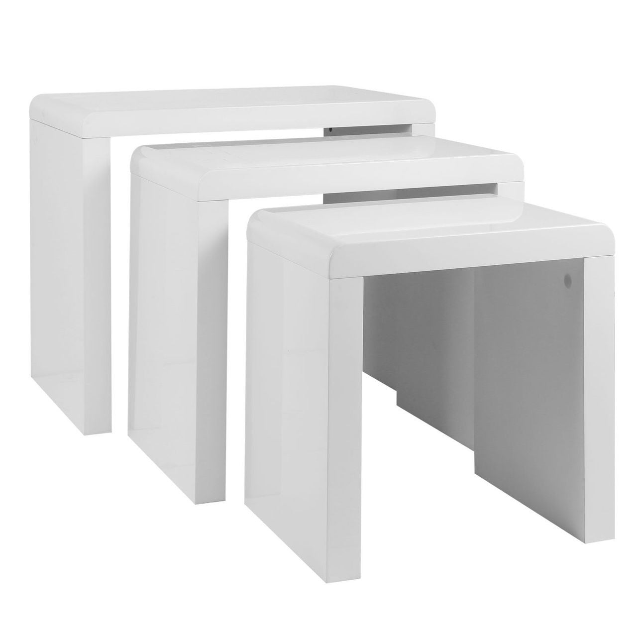 JASON NEST OF 3 STACK ABLE TABLES - HIGH GLOSS WHITE