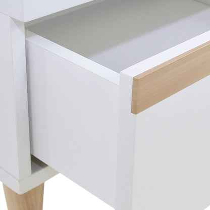 SABRINA EXTENDABLE MODERN TV UNIT - HIGH GLOSS WHITE / CYPRESS TRIM