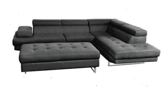 SALOON CHAISE LOUNGE WITH FOOTSTOOL  - BLACK OR BROWN