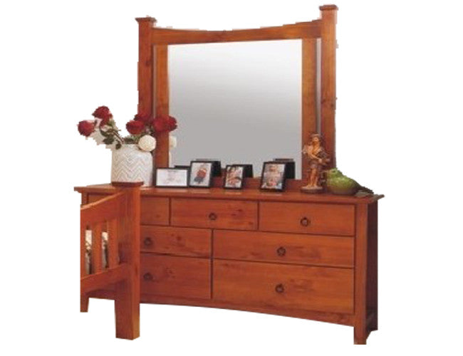 MADALINE (AUSSIE MADE) 7 DRAWER DRESSING TABLE AND MIRROR - ASSORTED STAINED COLOURS