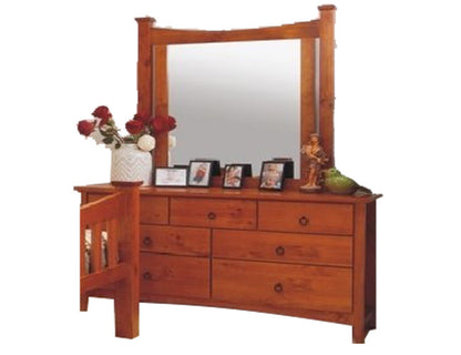 MADALINE (AUSSIE MADE) 7 DRAWER DRESSING TABLE AND MIRROR - ASSORTED STAINED COLOURS