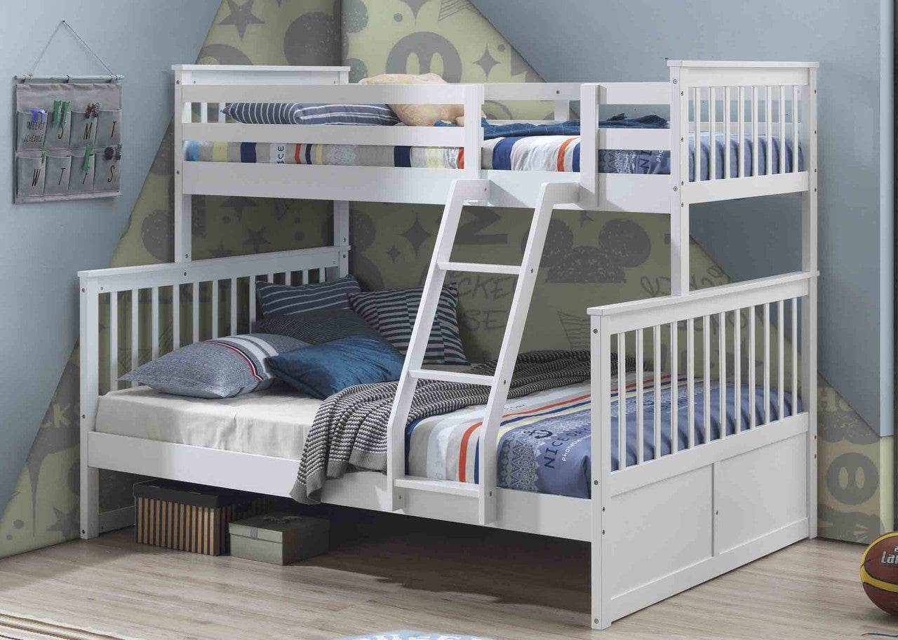 Seattle Single Over Double (TRIO) Bunk Bed With Matching Single Trundle Bed - White