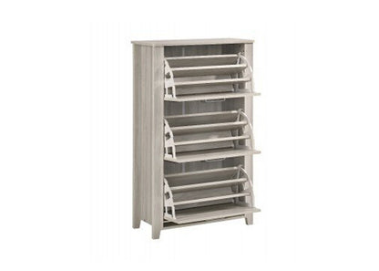 HILTON SHOE CABINET WITH 3 COMPARTMENTS - WHITE OAK