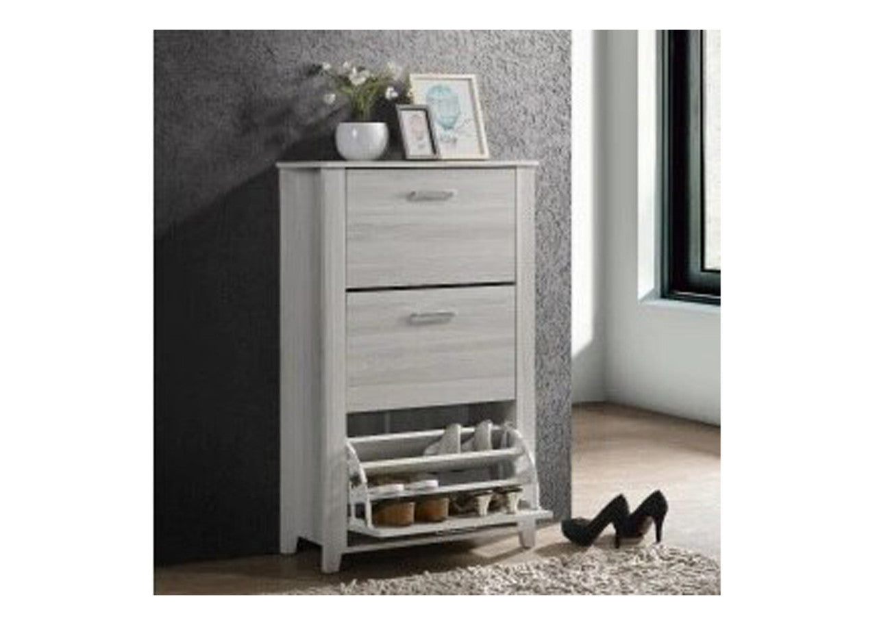 Hilton Shoe Cabinet With 3 Compartments - White Oak
