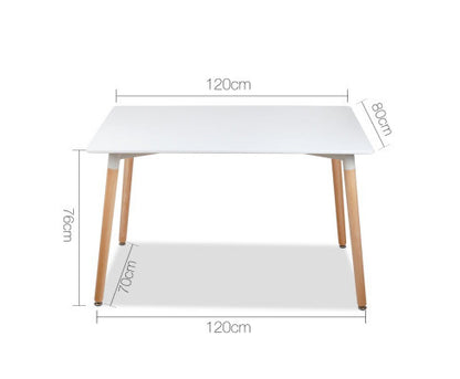 POLARIS DINING TABLE - 1200(W) x 800(D) - WHITE / BEECH LEGS