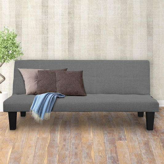 OAKLEY 2 SEATER MODULAR LINEN FABRIC SOFA  BED COUCH - DARK GREY
