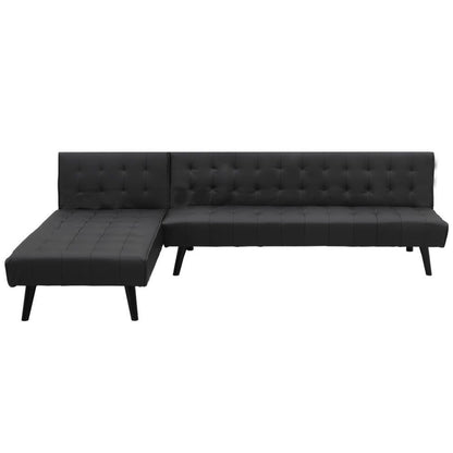 MONET 3-SEATER FAUX LEATHER SOFA BED LOUNGE CHAISE COUCH - BLACK