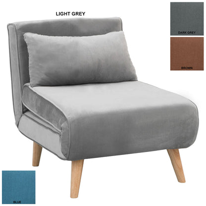 MIMOSAT ADJUSTABLE CORNER SOFA SINGLE SEATER LOUNGE SUEDE BED SEAT - LIGHT GREY, DARK GREY, BLUE, BROWN