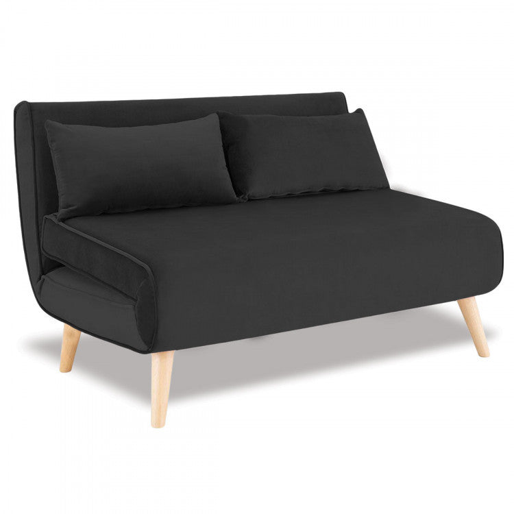 BRONT 3 SEATER FAUX VELVET SOFA BED COUCH - BLACK