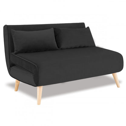 BRONT 3 SEATER FAUX VELVET SOFA BED COUCH - BLACK