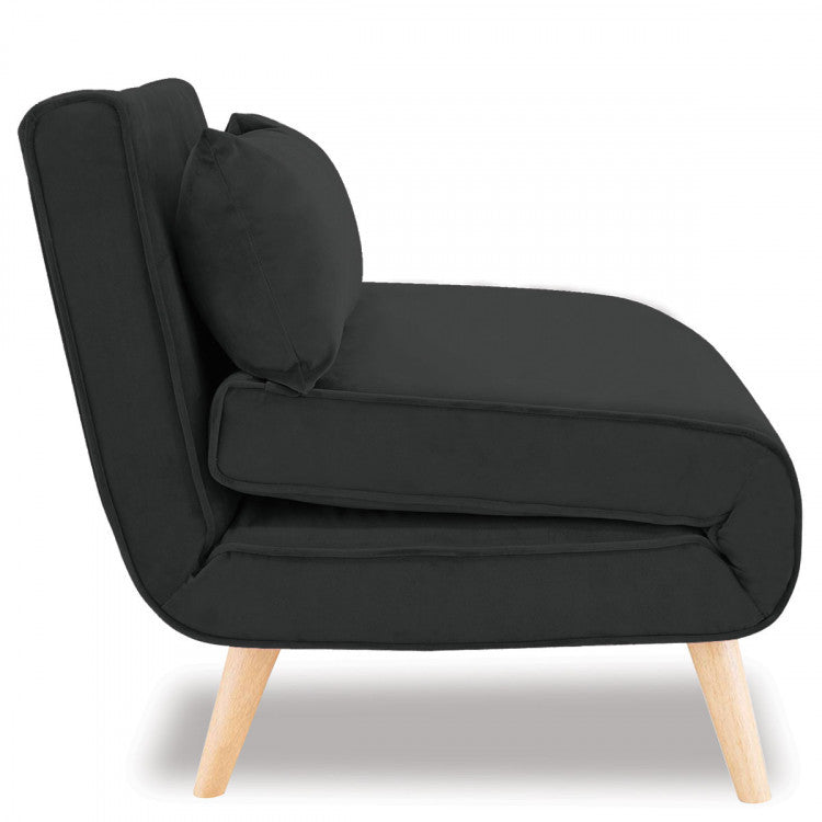 BRONT 3 SEATER FAUX VELVET SOFA BED COUCH - BLACK