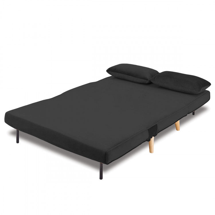 BRONT 3 SEATER FAUX VELVET SOFA BED COUCH - BLACK