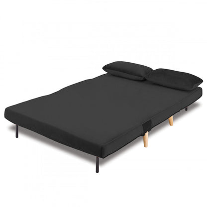 BRONT 3 SEATER FAUX VELVET SOFA BED COUCH - BLACK