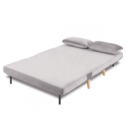 BRONT 3 SEATER FAUX VELVET SOFA BED COUCH - LIGHT GREY