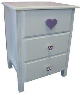 SOPHIA BEDSIDE WITH 3 DRAWERS AND STANDARD WOODEN KNOBS (NOT AS PICTURED) - PRICED IN ASSORTED COLOURS (VIC ASH AND PINE OPTIONS ALSO AVAILABLE - PRICE ON APPLICATION) - CUSTOMISATION AVAILABLE