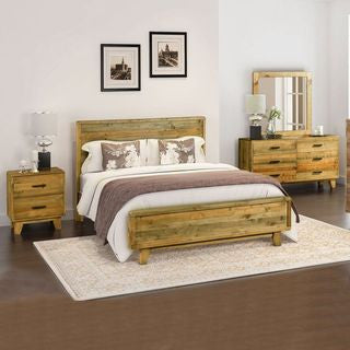 QUEEN MALONE BED FRAME - LIGHT BROWN