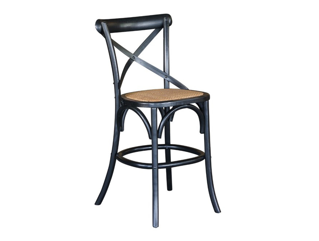 BENTWOOD CROSSBACK BAR STOOL - ANTIQUE BLACK