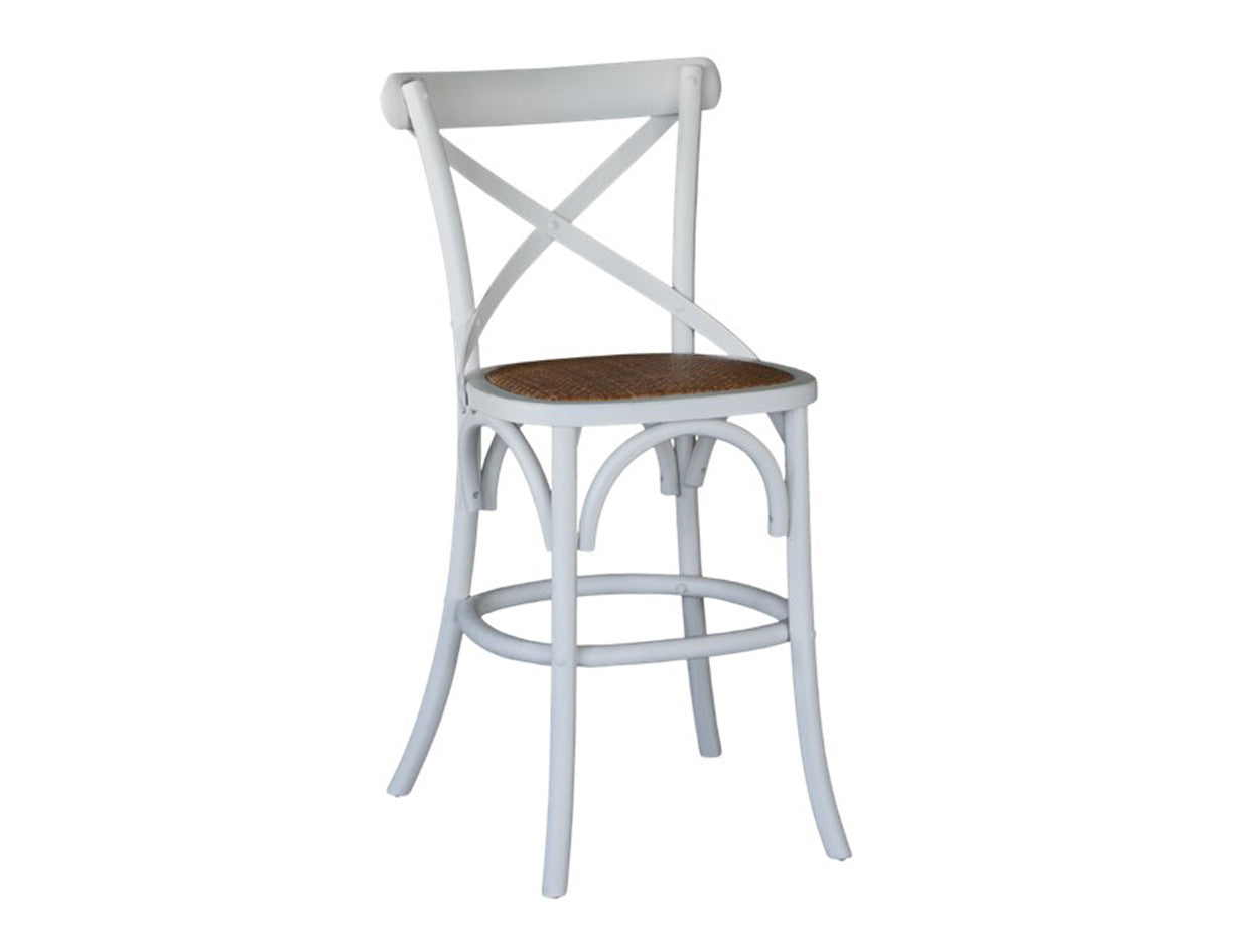 Bentwood Crossback Bar Stool - Antique White
