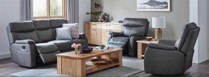 HARISSON 2RR+R+R LEATHER RECLINER SUITE - AS PICTURED